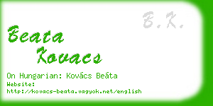 beata kovacs business card