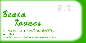 beata kovacs business card
